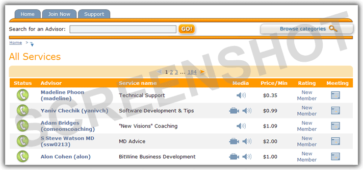 search results screenshot
